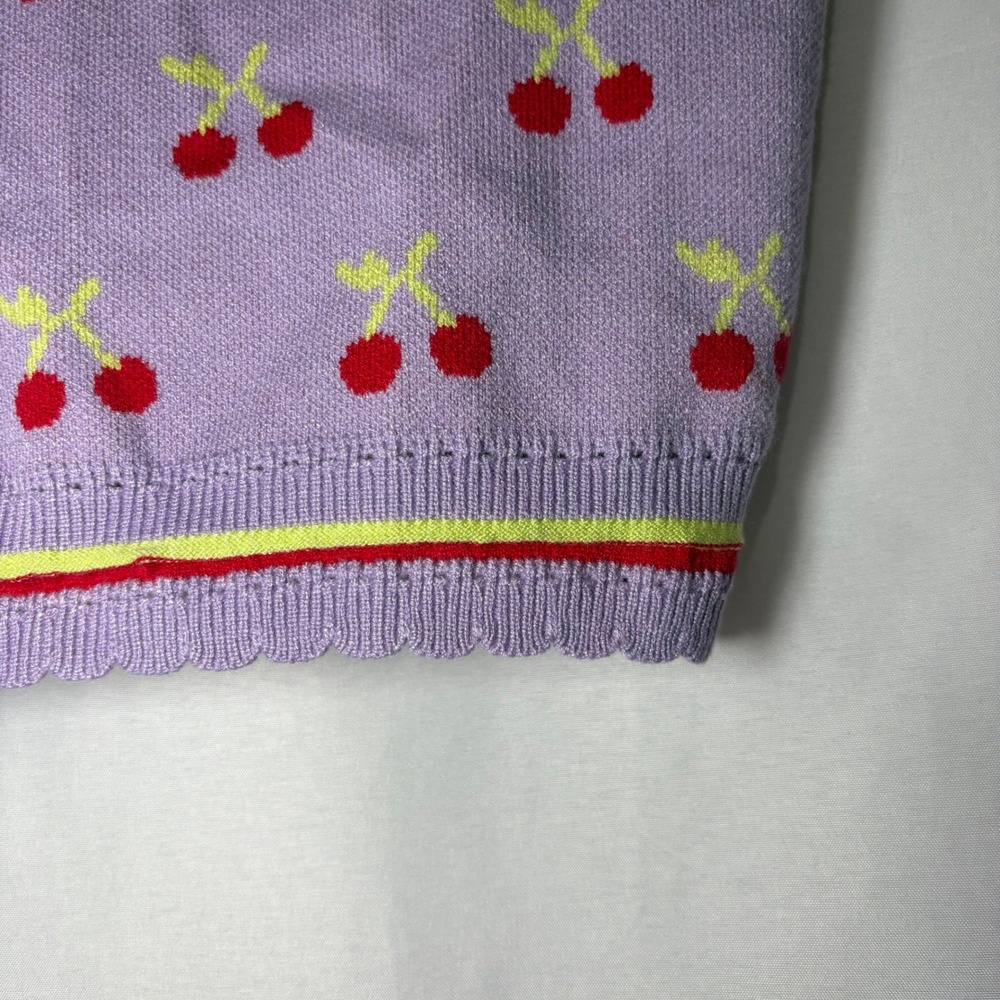 Cider Womens Purple Cherry Knit Crop Tank Top Scalloped Hem Size M NWT‎ - Picture 5 of 10
